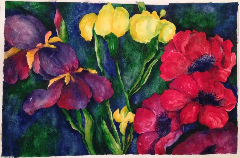 Iris and Poppies